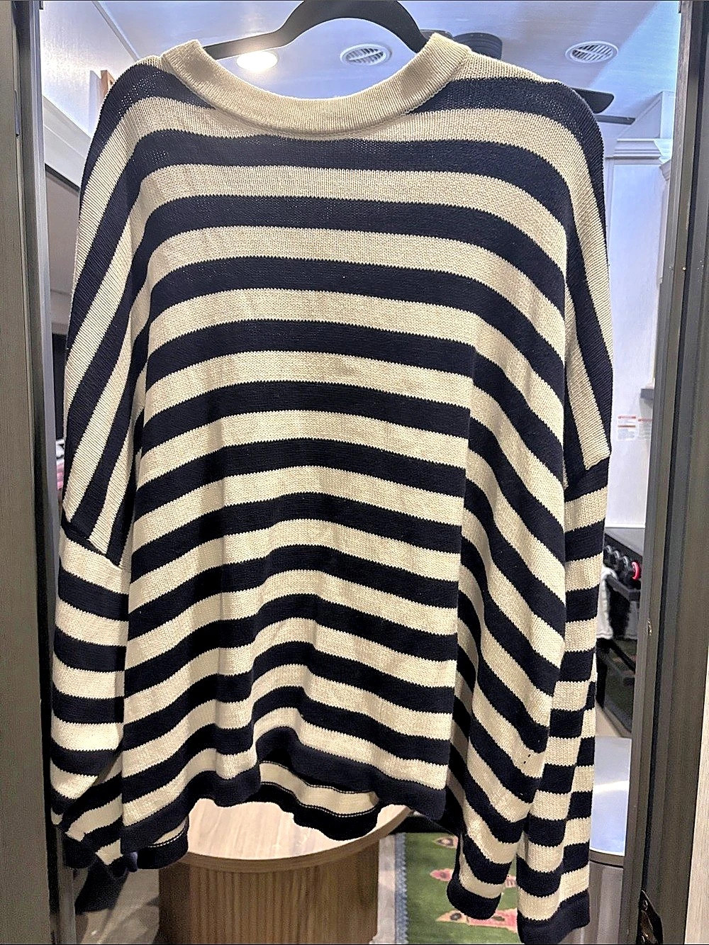 EME STUDIOS Striped Sweater in Black & Cream Size Large Like New